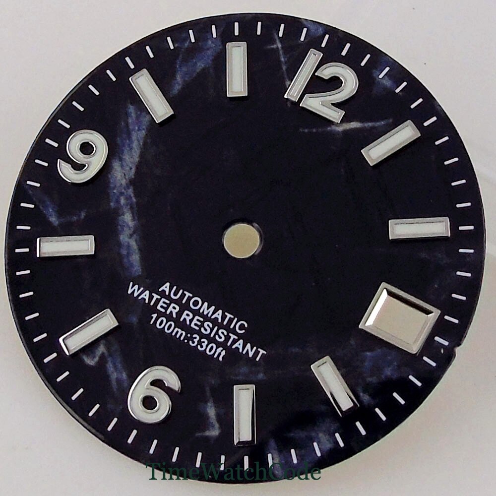 29mm Luminous Watch Dial Face Fit for NH35A NH36A Black Blue Green Date Window