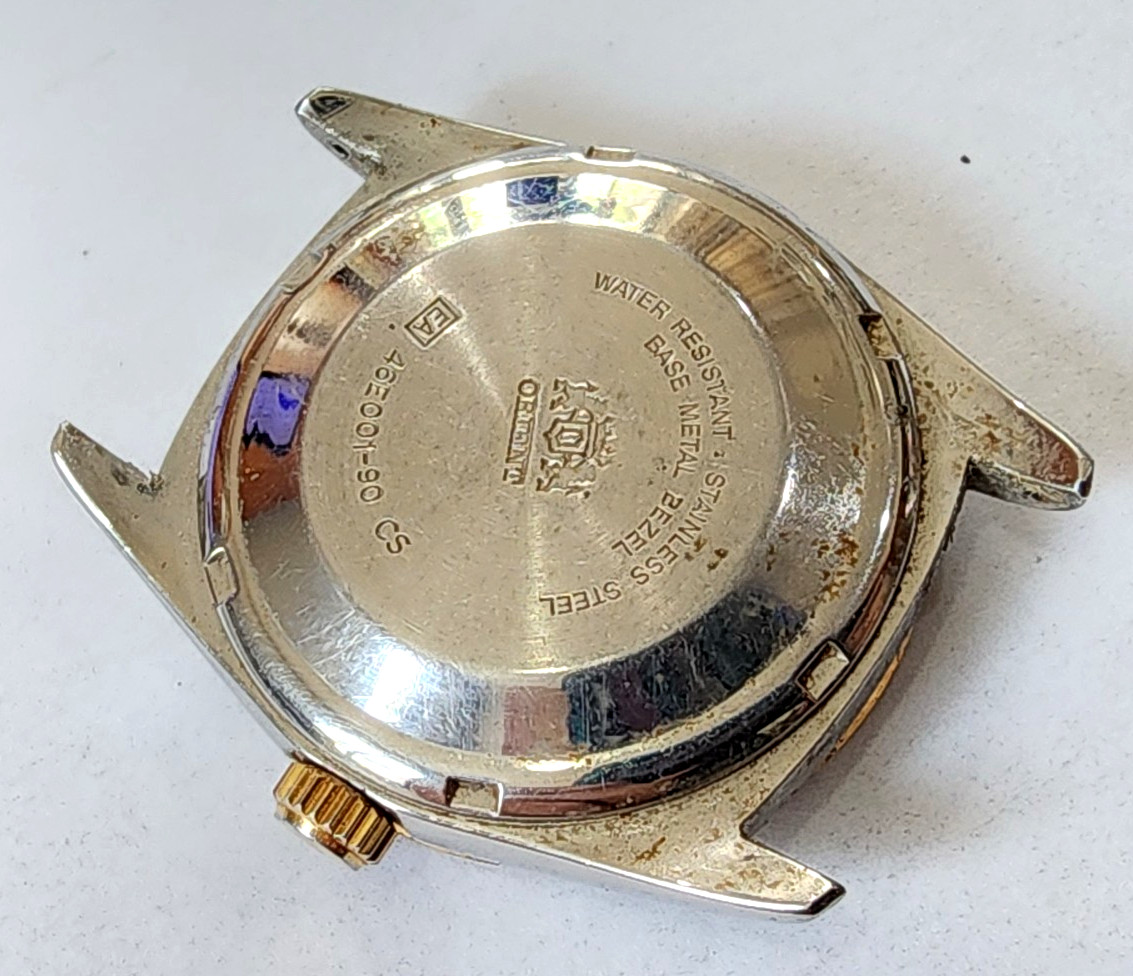 RARE GENUINE USED CASE Orient 46e001-90 Day-Date Automatic 2 tone for restore.