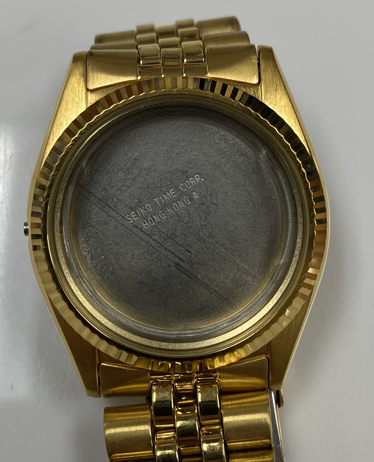 Original Seiko 7N43-8111/8119 Gold Tone Quartz Watch Case w/ Bracelet