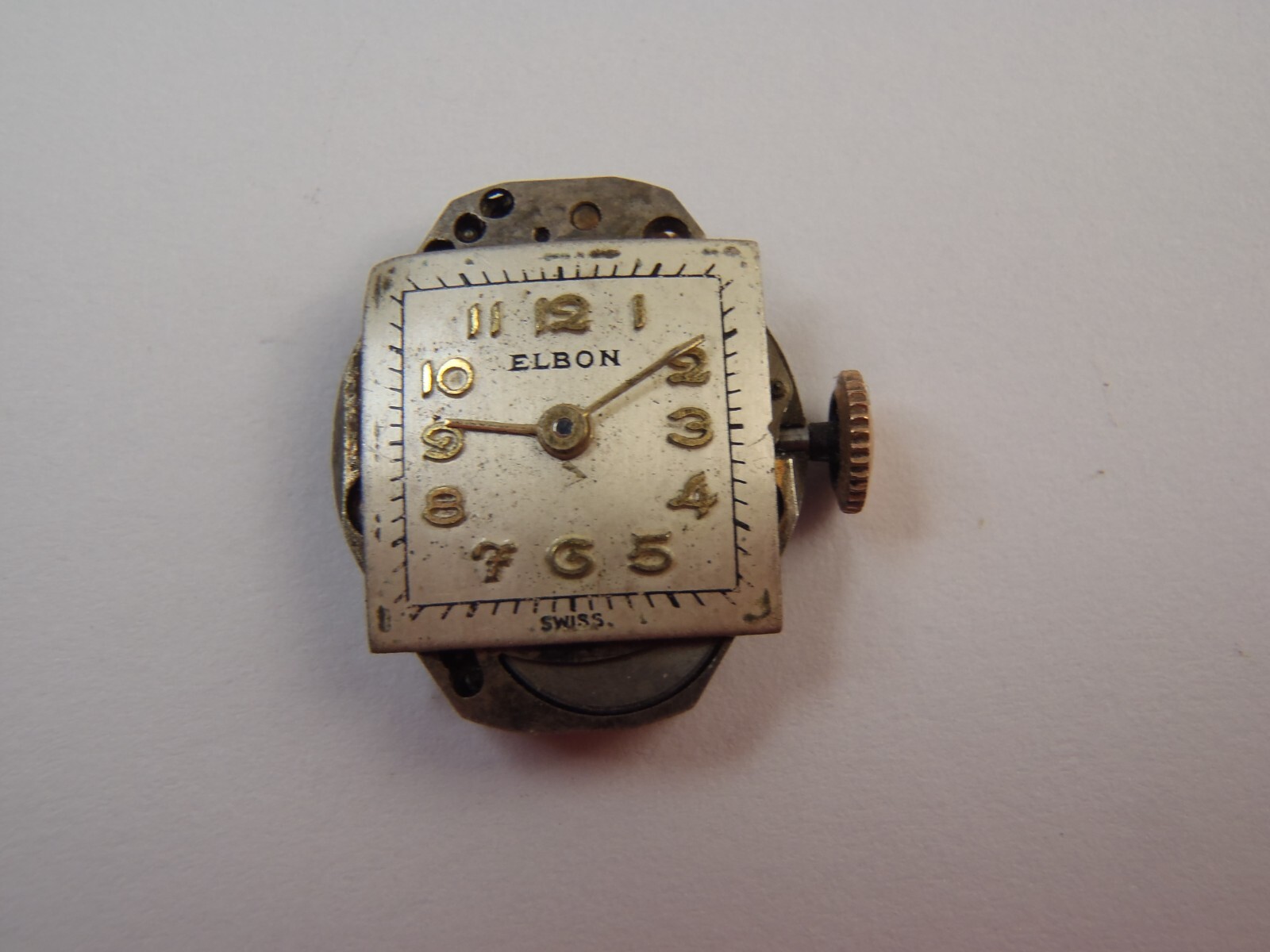 Estate Vintage Elbon Cal. 29-8 Mechanical 17 Jewel Swiss Watch Movement RUNNING