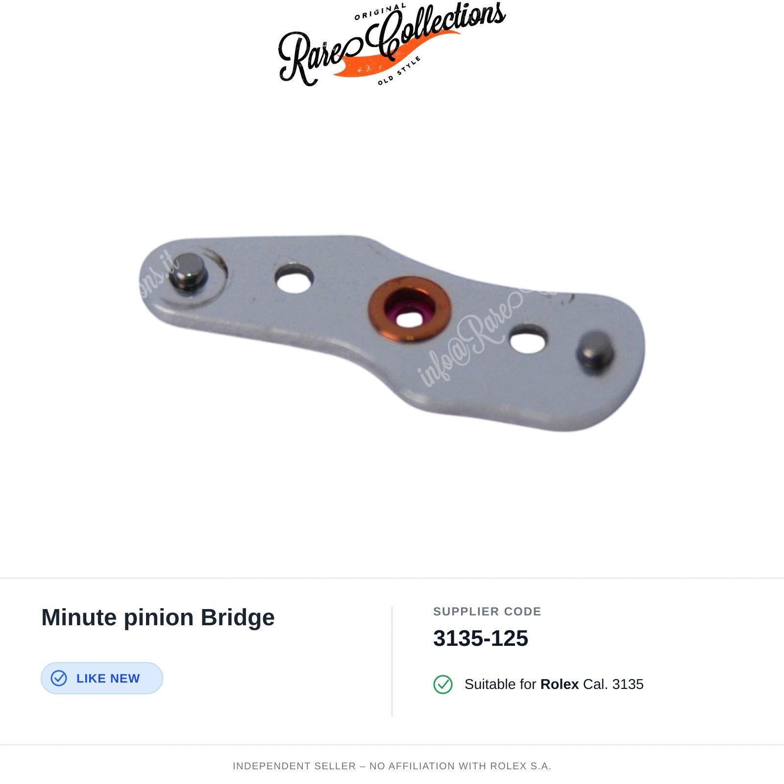 Minute pinion Bridge for Rolex (cod. 3135-125) — Excellent Condition