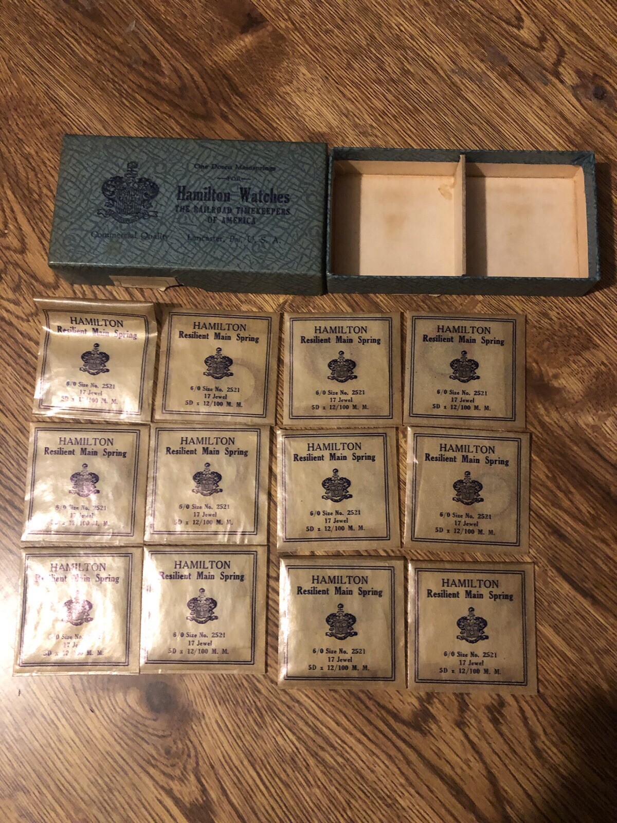 Vintage NOS Lot of 12 HAMILTON Watch MAINSPRING 6/0 SIZE No. 2521 Original Box