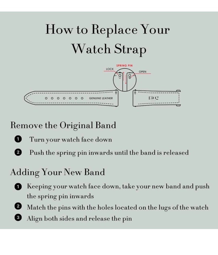 1302 Watch Co Leather Watch Band for Women and Men Watch Band 16mm Small Black
