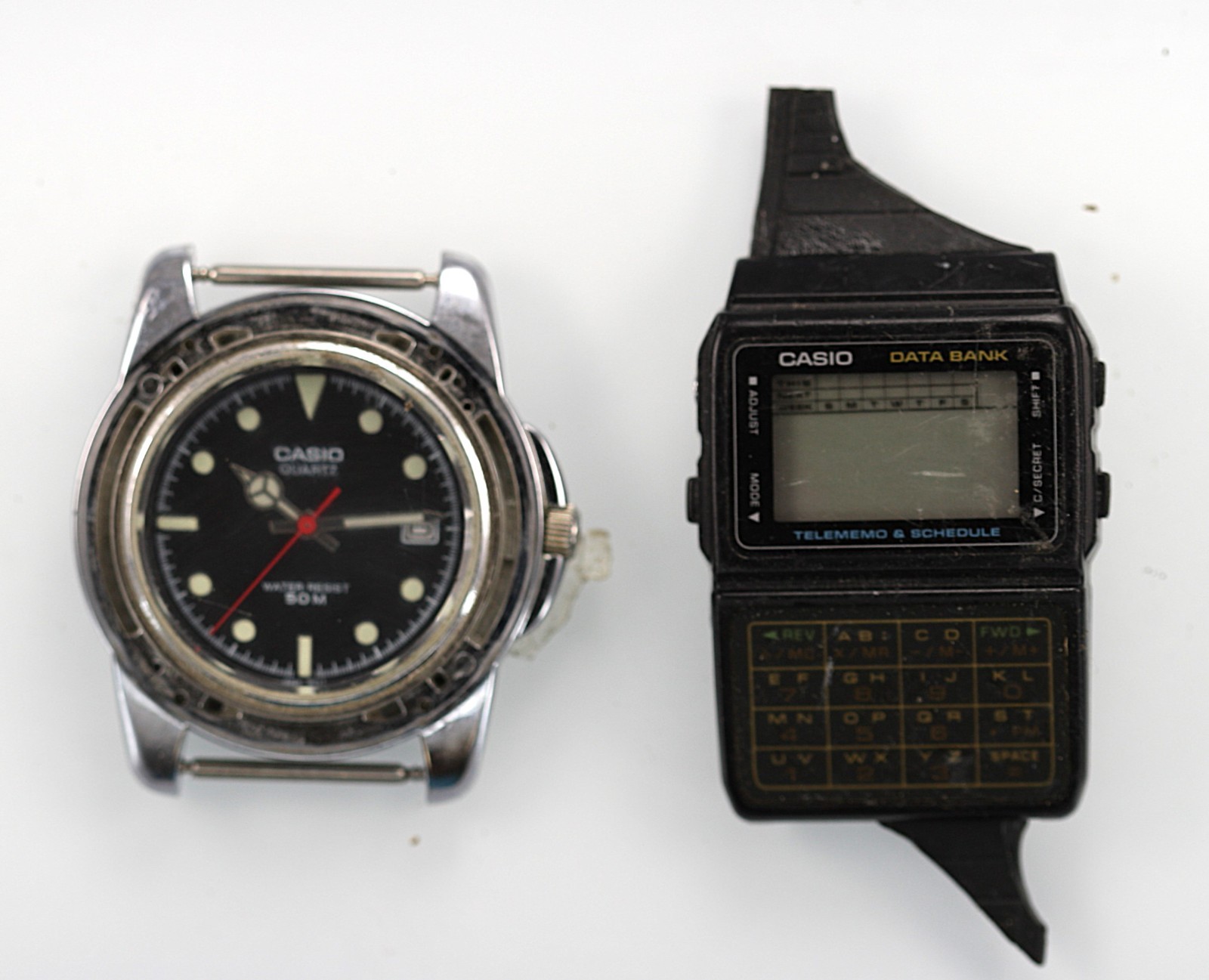 Casio Watch Men Data Bank DBC-61 MTP-3200 Black Battery 50m Quartz NON WORKING