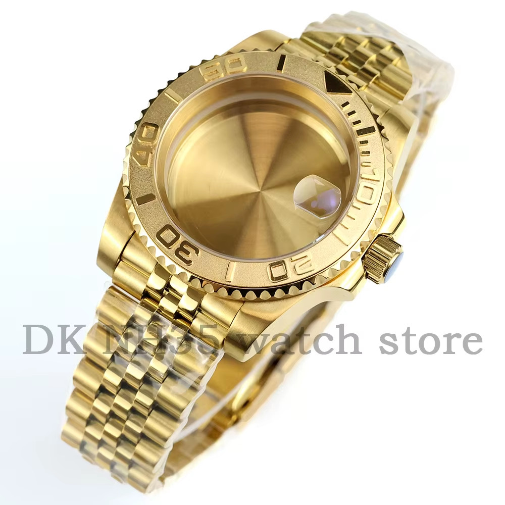 40mm NH35 Gold Stainless Steel Watch Case Jubilee Bracelet Fit SUB GMT NH34 NH35