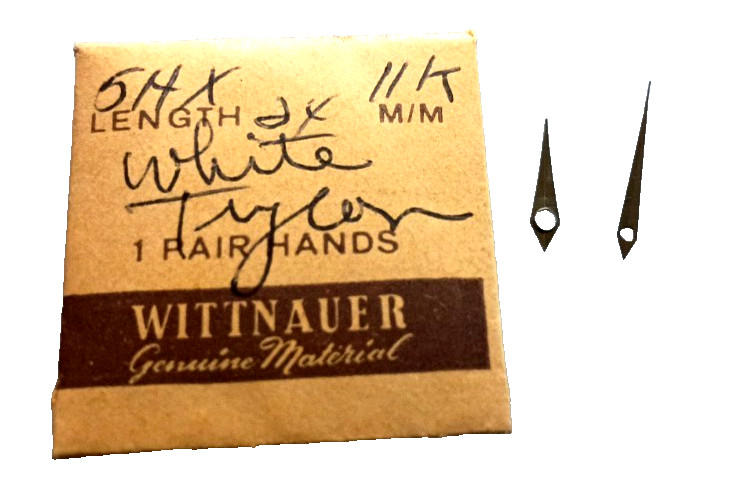 WITTNAUER 11K Watch Hands White Silver Trylon watch part #5HX Longines