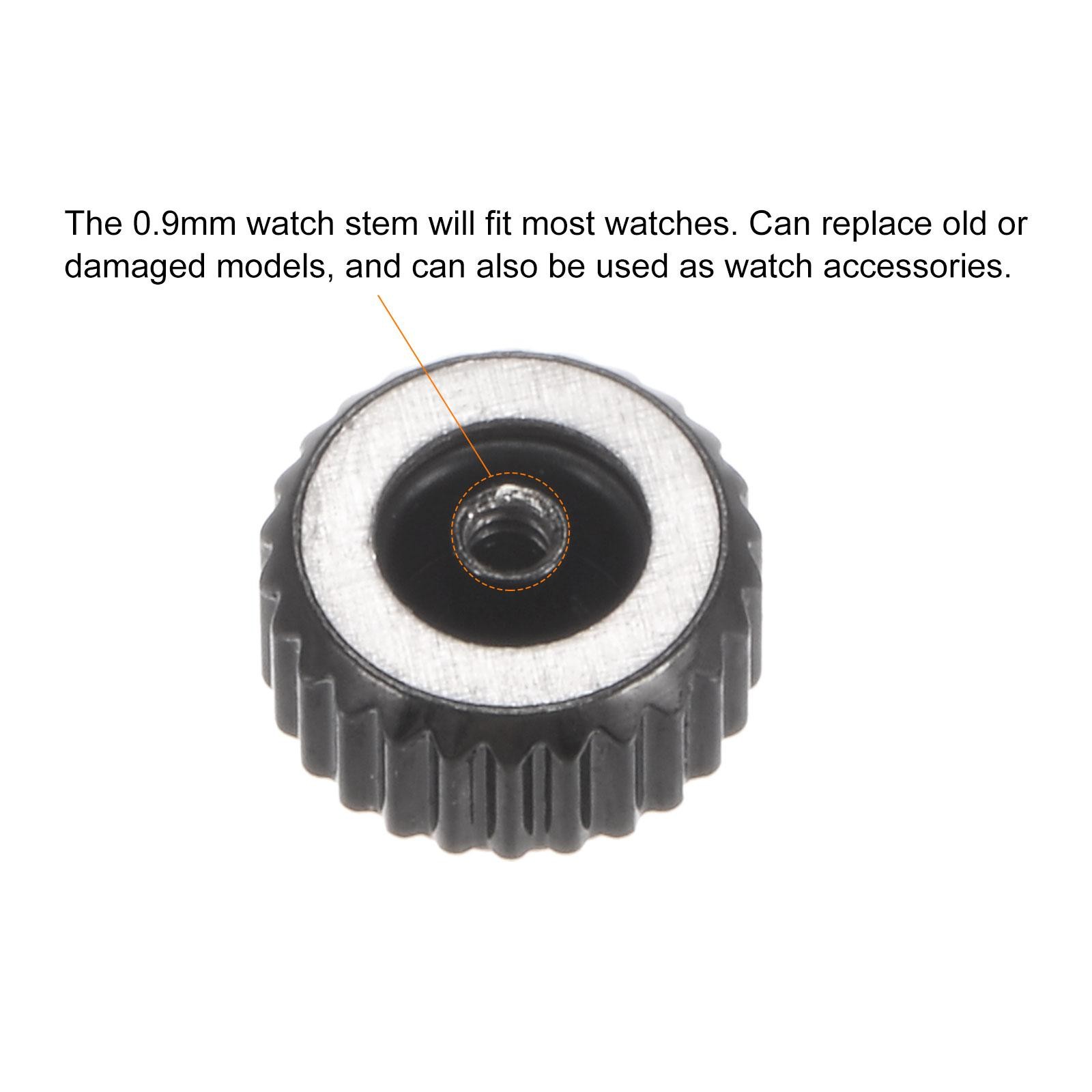 2Pcs 2.8x5mm Watch Crown SUS304 Flat Head Short Stem Watch Crown 2.5mm ID Black