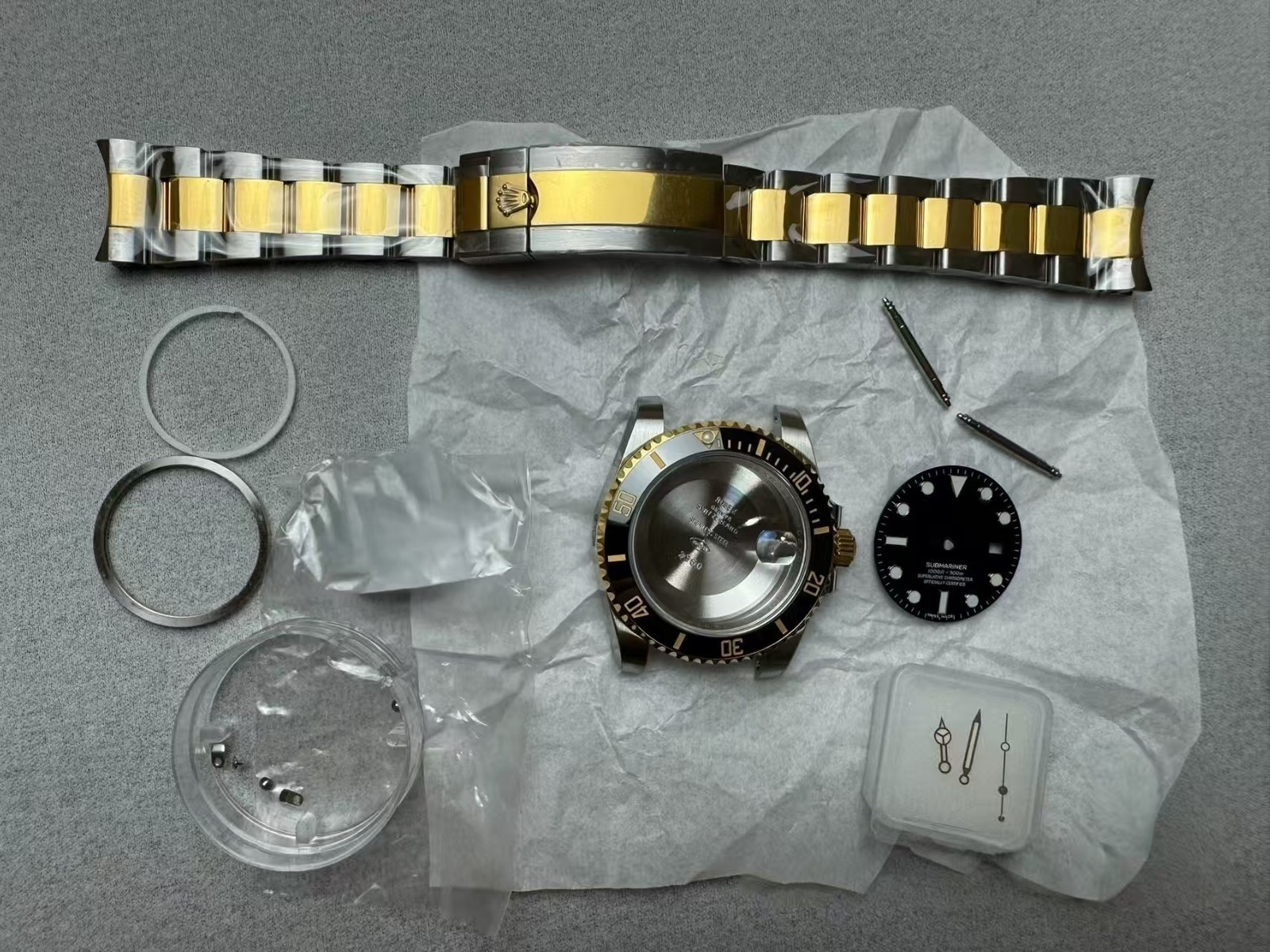 DIY SET for SUB R 3135 40MM Watch case + dial + hands + Strap sapphire