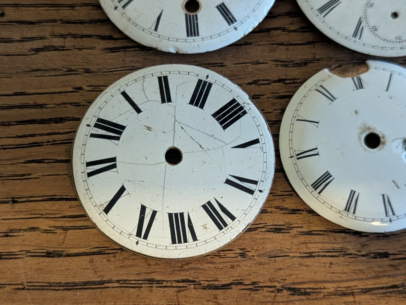 Verge Fusee Pocket Watch Dials + 1 Other, Used / Damaged Condition #P541