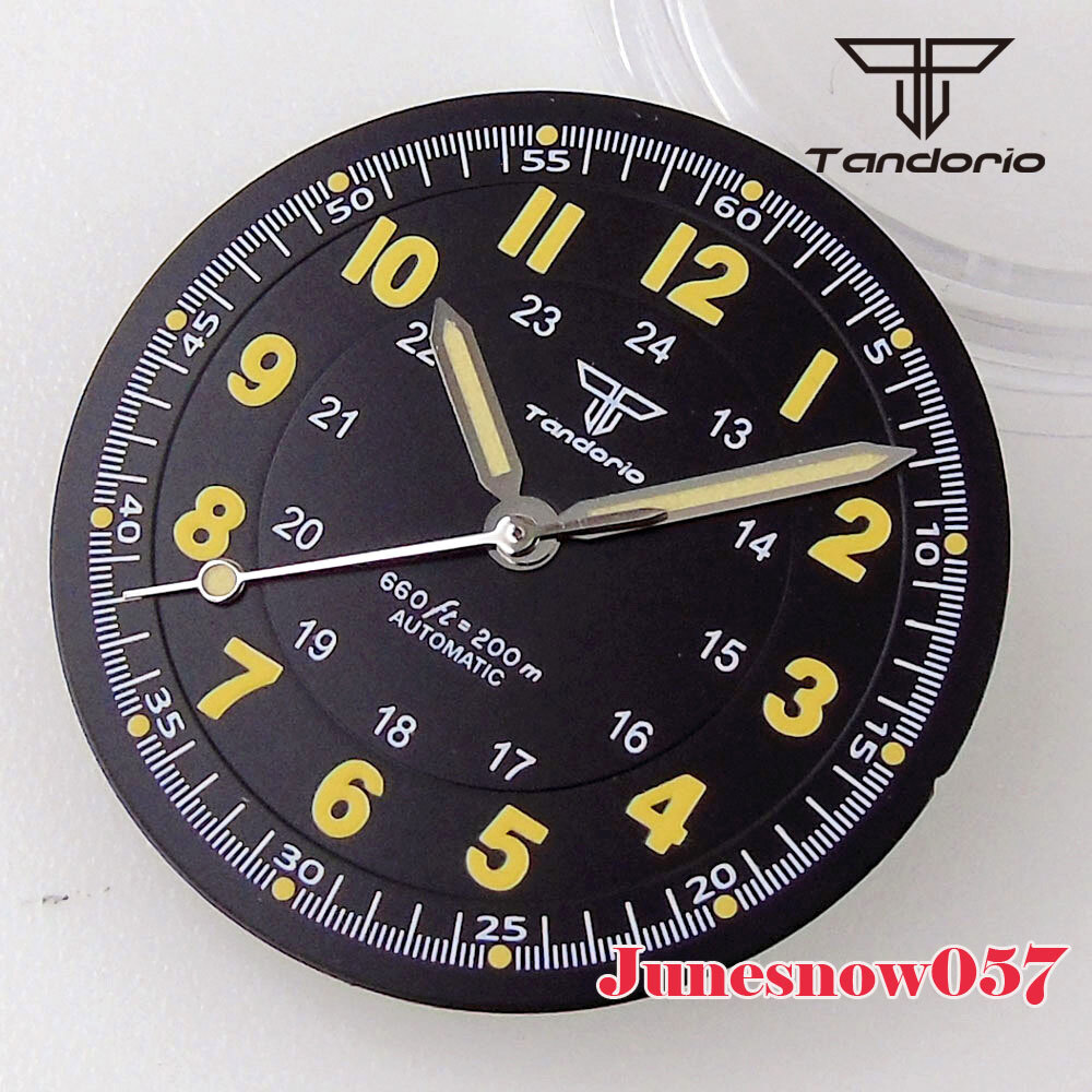 Tandorio Silver/Black Watch Dial Numbers Lume 29MM Fit NH35A NH36A Movement Men