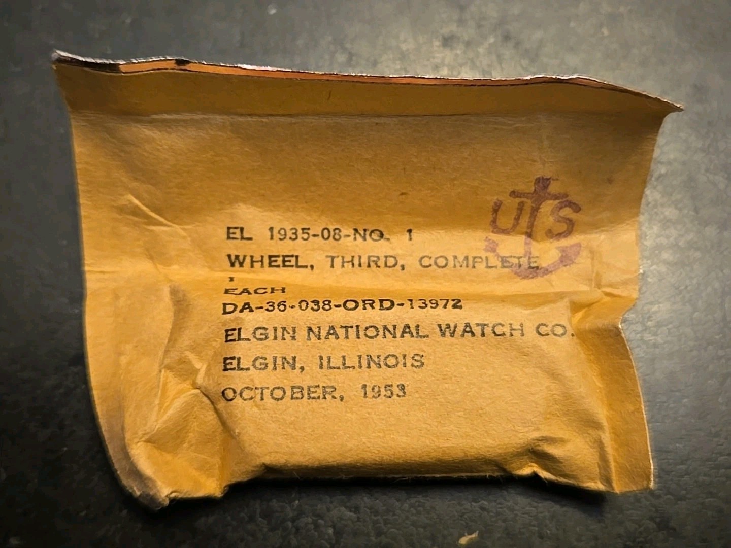 NOS ORD Issued Elgin 8/0 Complete 3rd Wheel For WW2 Navigation Hack Watch