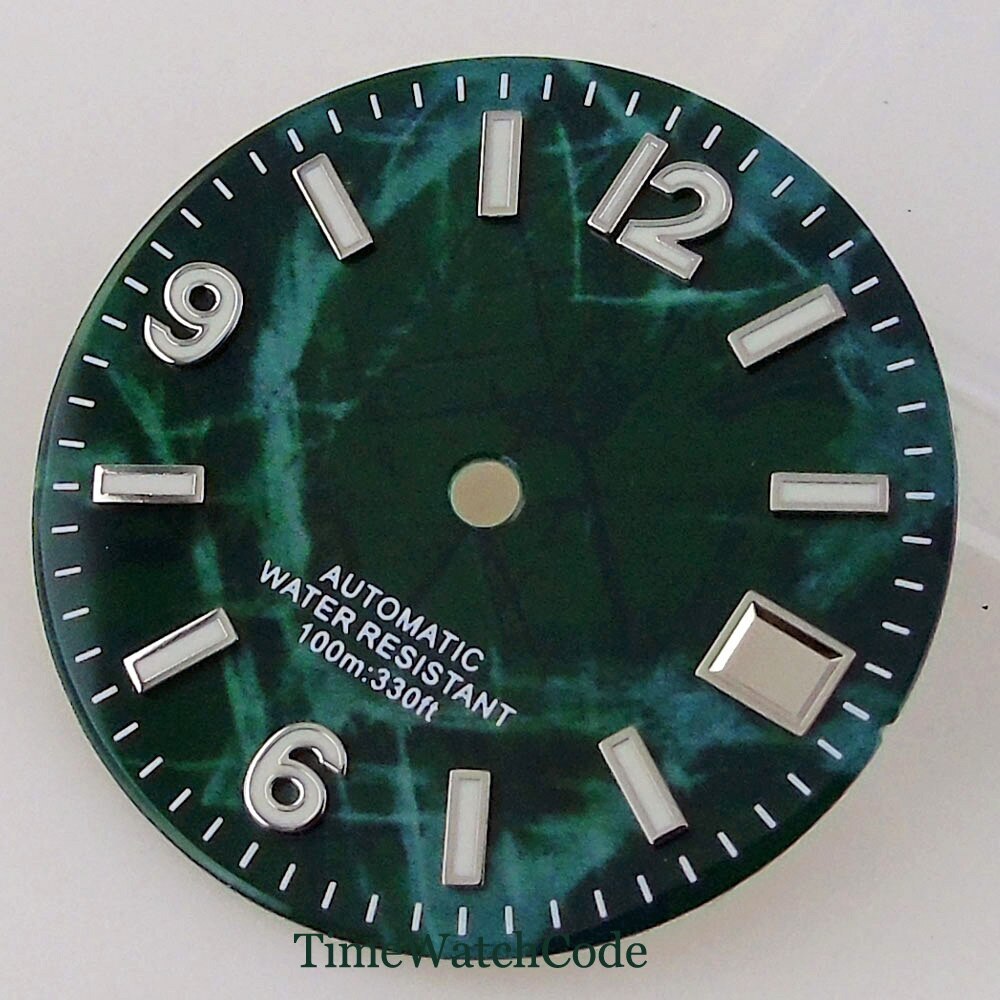 29mm Luminous Watch Dial Face Fit for NH35A NH36A Black Blue Green Date Window