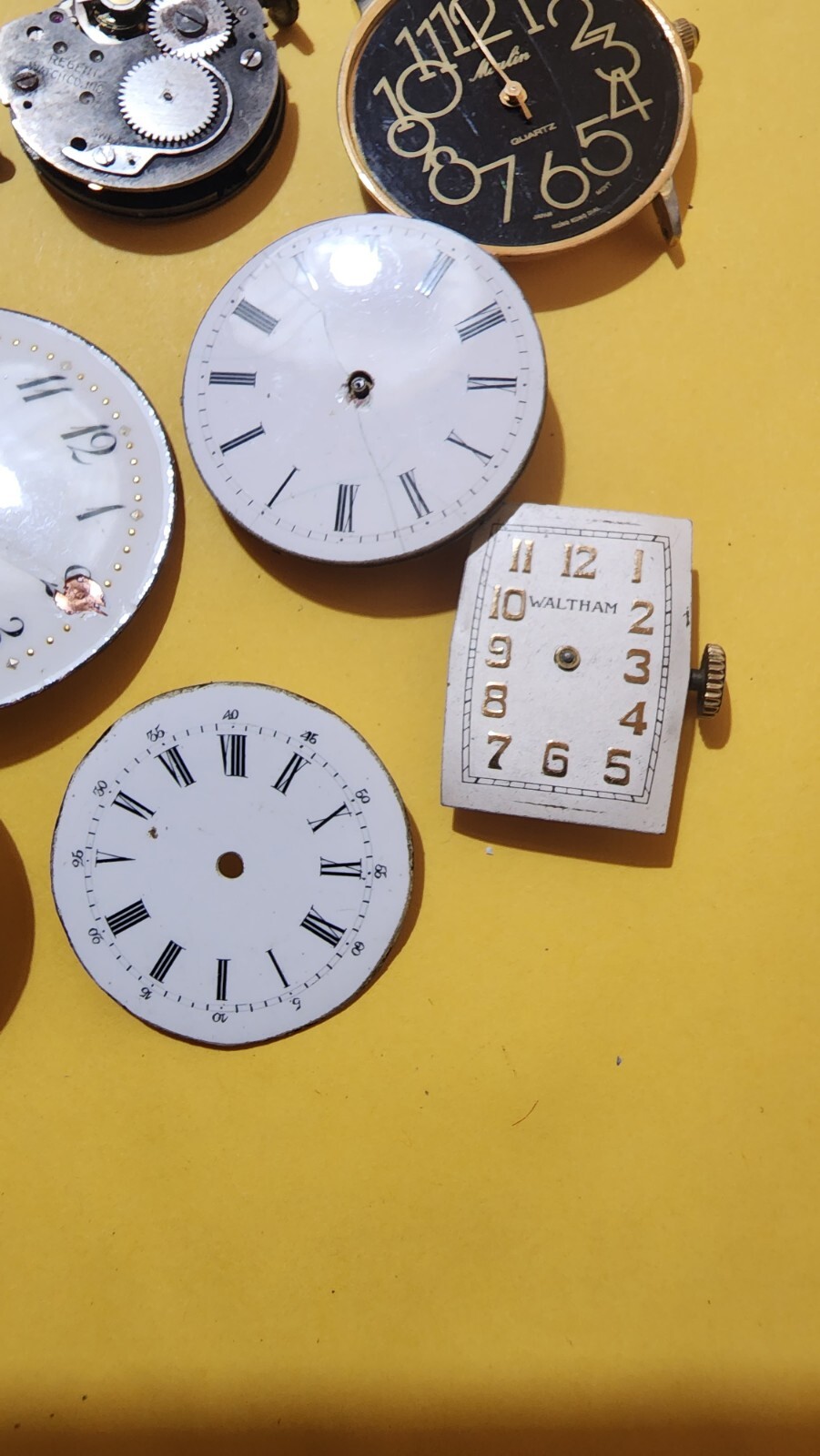 vintage watch movement lot for scrap,repurpose or parts,Waltham, Elgin etc A4