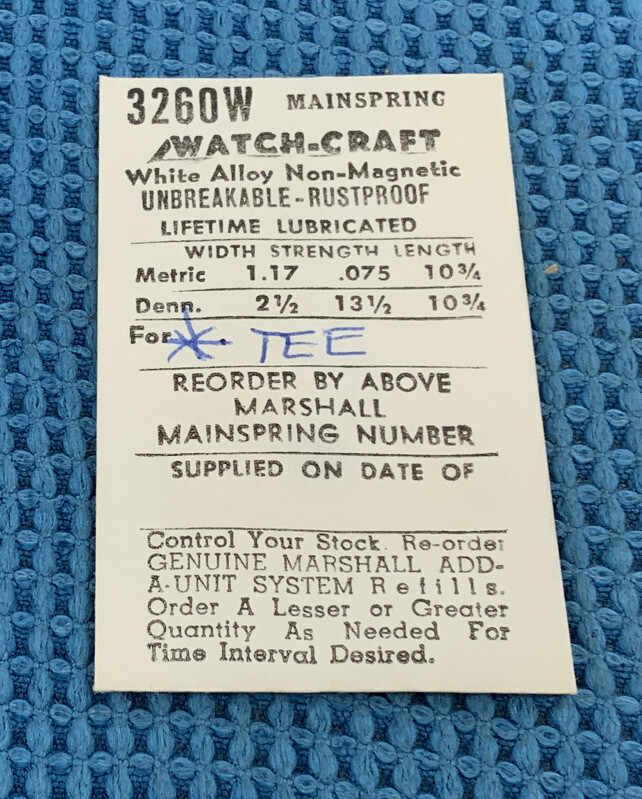Watchcraft 3260W Mainspring W194 (2.5 X 13.5 X 10.75) NOS (WA95-END) L