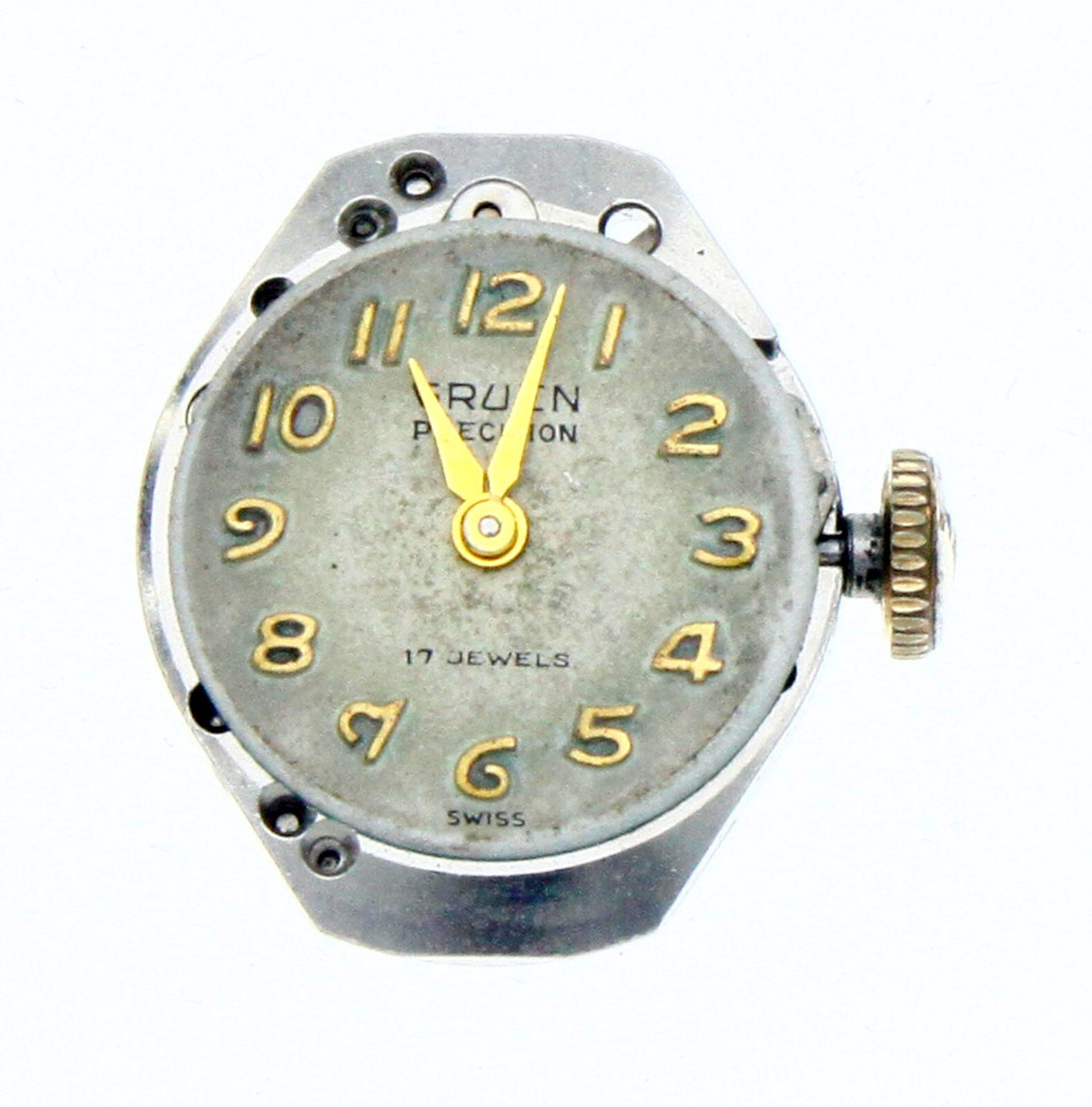 Gruen Precision Model N225R Vintage Used 17 J Watch Movement 6.75 x 7.75”’ Runs