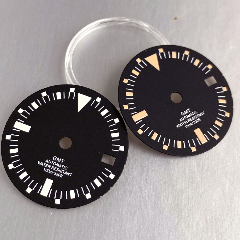 29mm Black NH34A Watch Dial MOD Accessories for GMT Diver Watch Dial Luminous