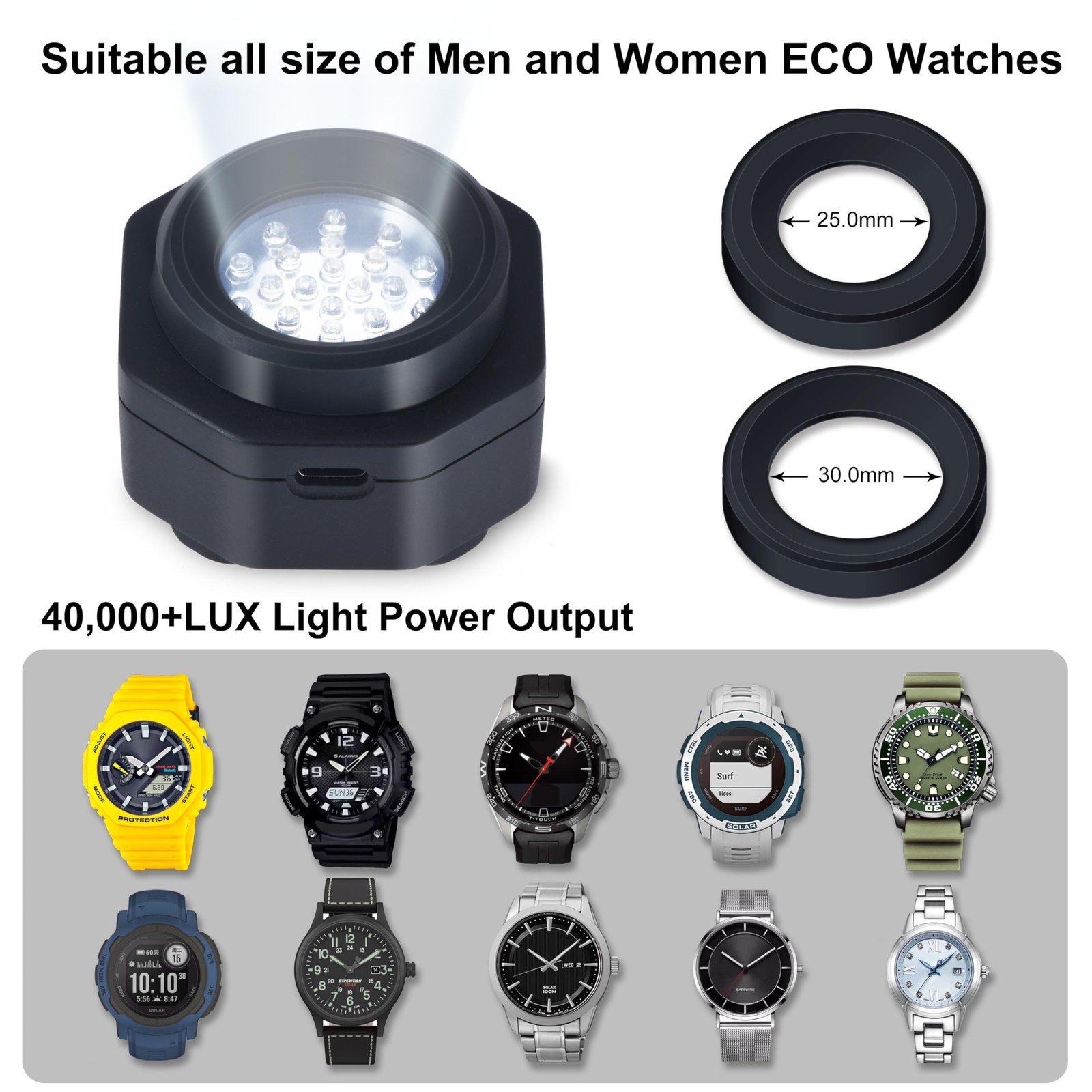 CoolFire Solar Watch Fast Charger tc-1046 NEW