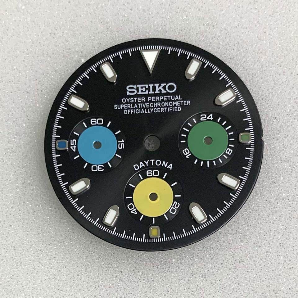 29.8mm Multi-functional Watch Dial Green Luminous For VK63 Movement Accessories