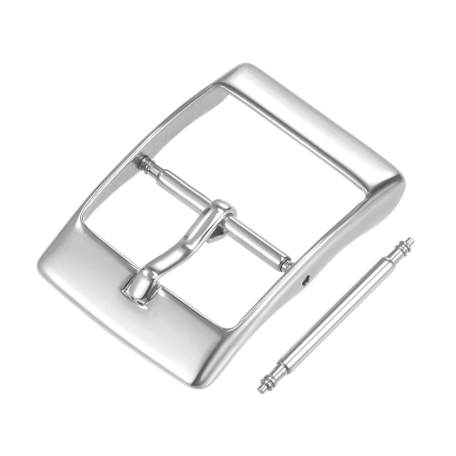 Watch strap clasp, polished stainless steel silver, for 18mm with bar spring