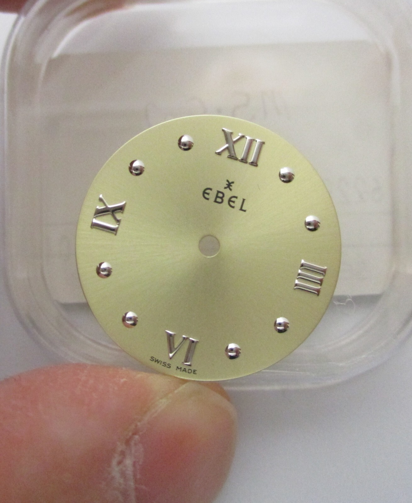 EBEL (Beluga?) Gold-Tone 20 mm Round Watch Dial w/feet approx. @ 28 & 50 minutes