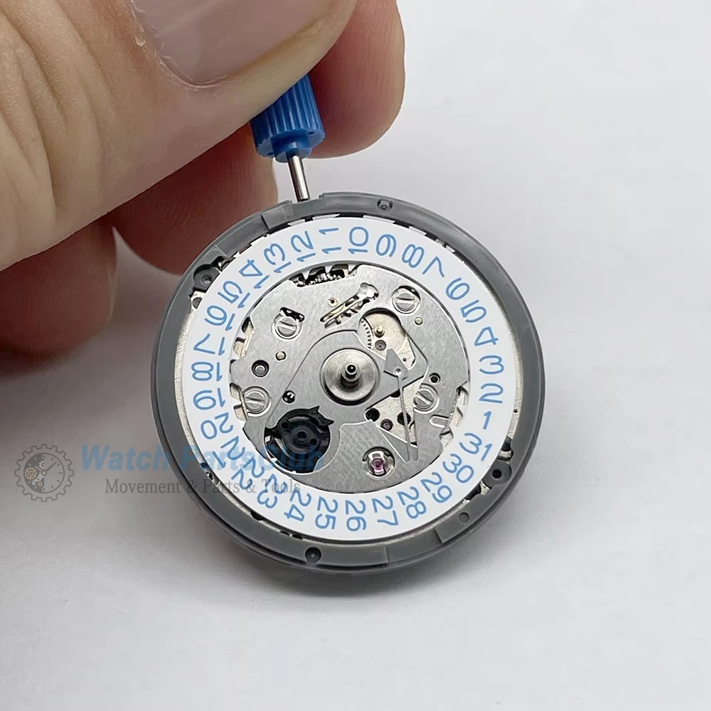 SUPER Japan TMI NH35A Movement White-Blue Date-wheel 3.0/3.8 Crown Blue Text