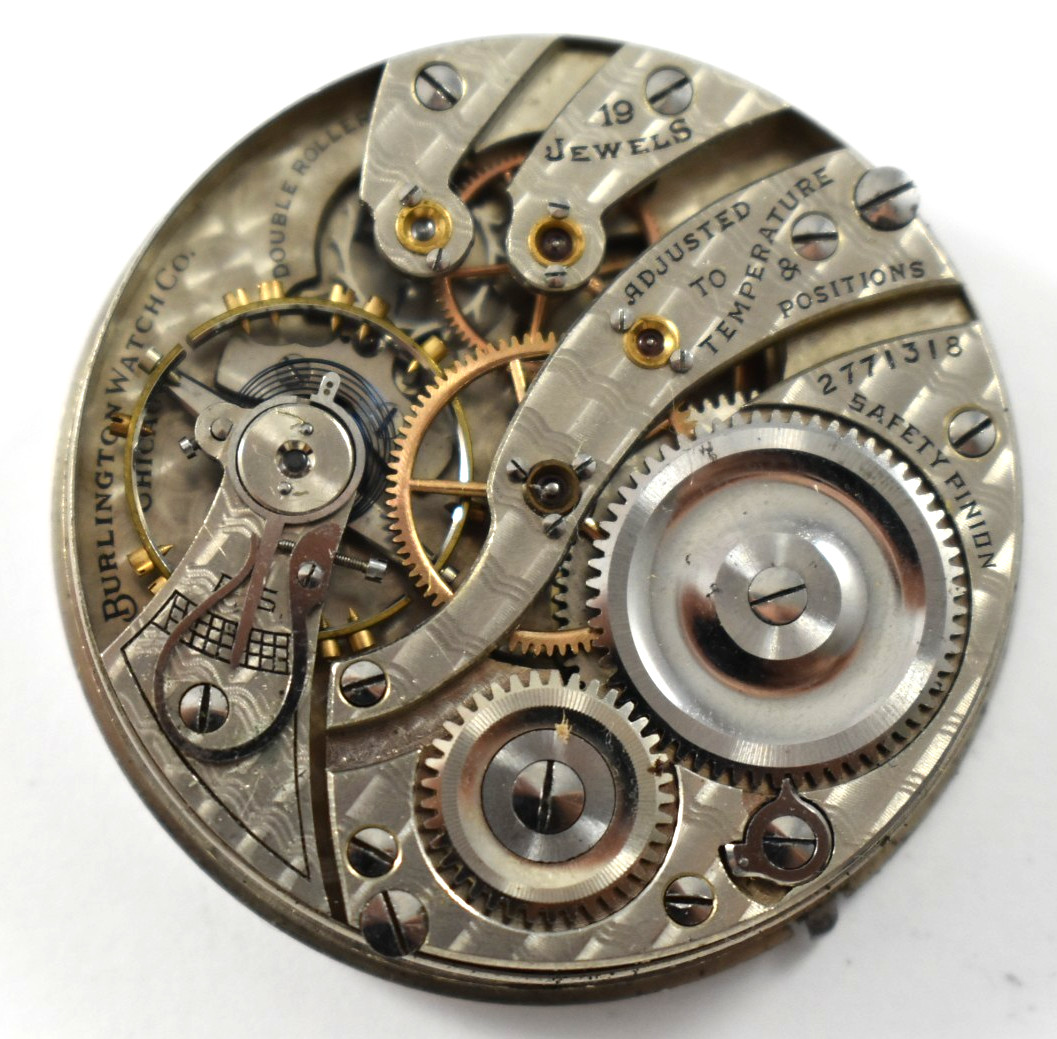 Vintage Burlington Grade 106 16s 19J DS Dial OF Pocket Watch Movement lot.fa
