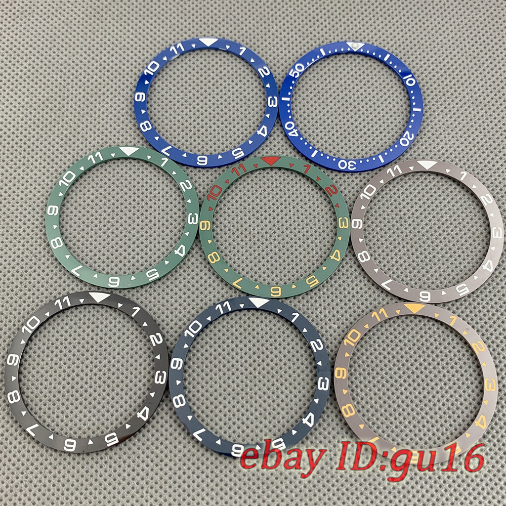 38mm Black/Blue/Green/Gray flat ceramic bezel fit SKX007 SKX009 bezel insert