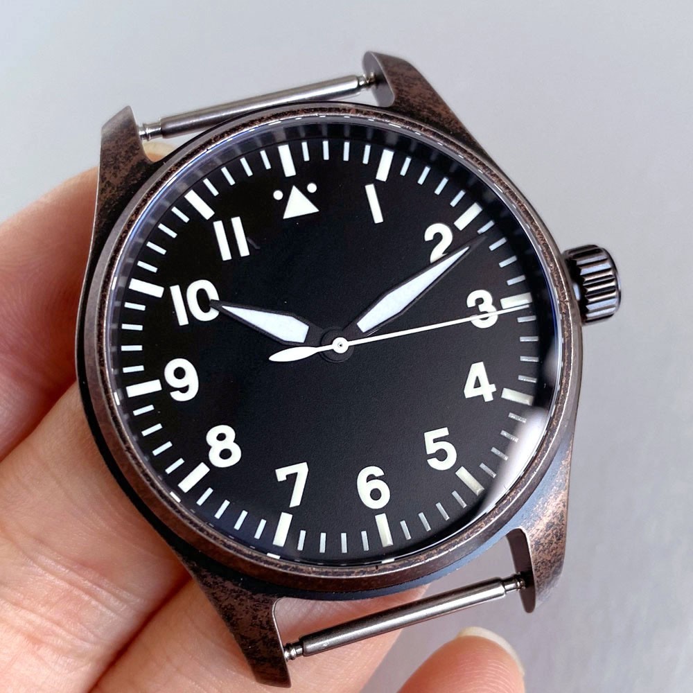 Retro 39mm Pilot Sapphire 20ATM Watch Case For Seiko NH35 NH36 ETA2824 Movement