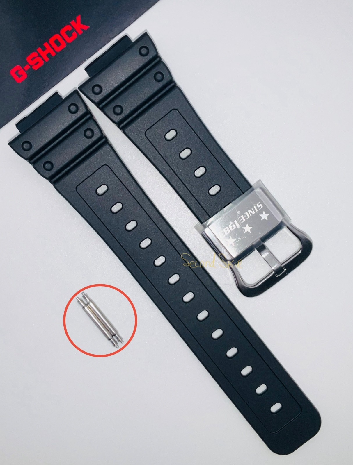 Genuine Casio G-Shock Watch Black Band Stainless Metal Keeper DW-5030-1 + Pins
