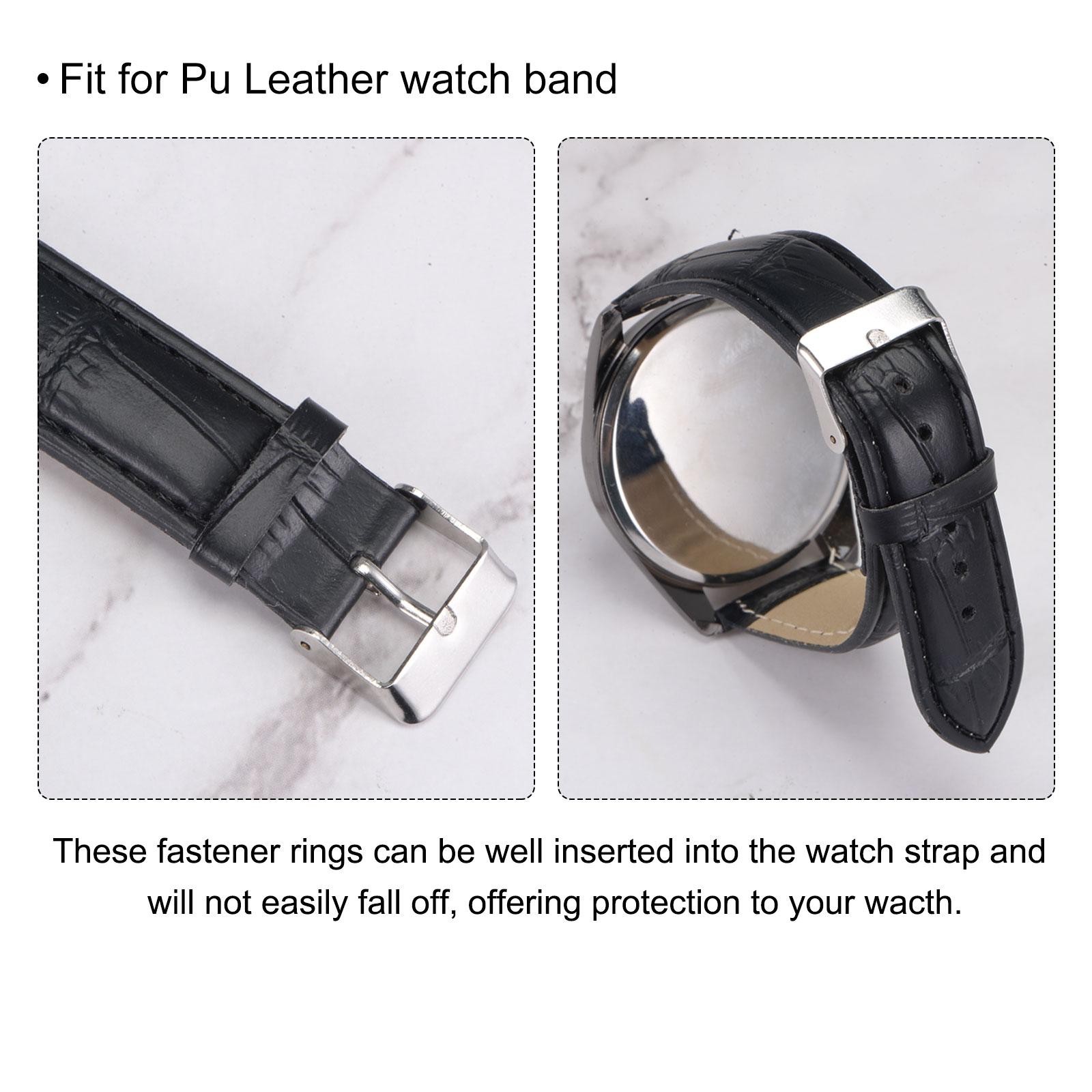4 Pcs PU Leather Loops Retaining Ring for 20mm Width Watch Band, Black