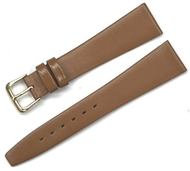 Watch Band Tan Genuine Leather Plain Flat 18/20mm ( Superior Quality)