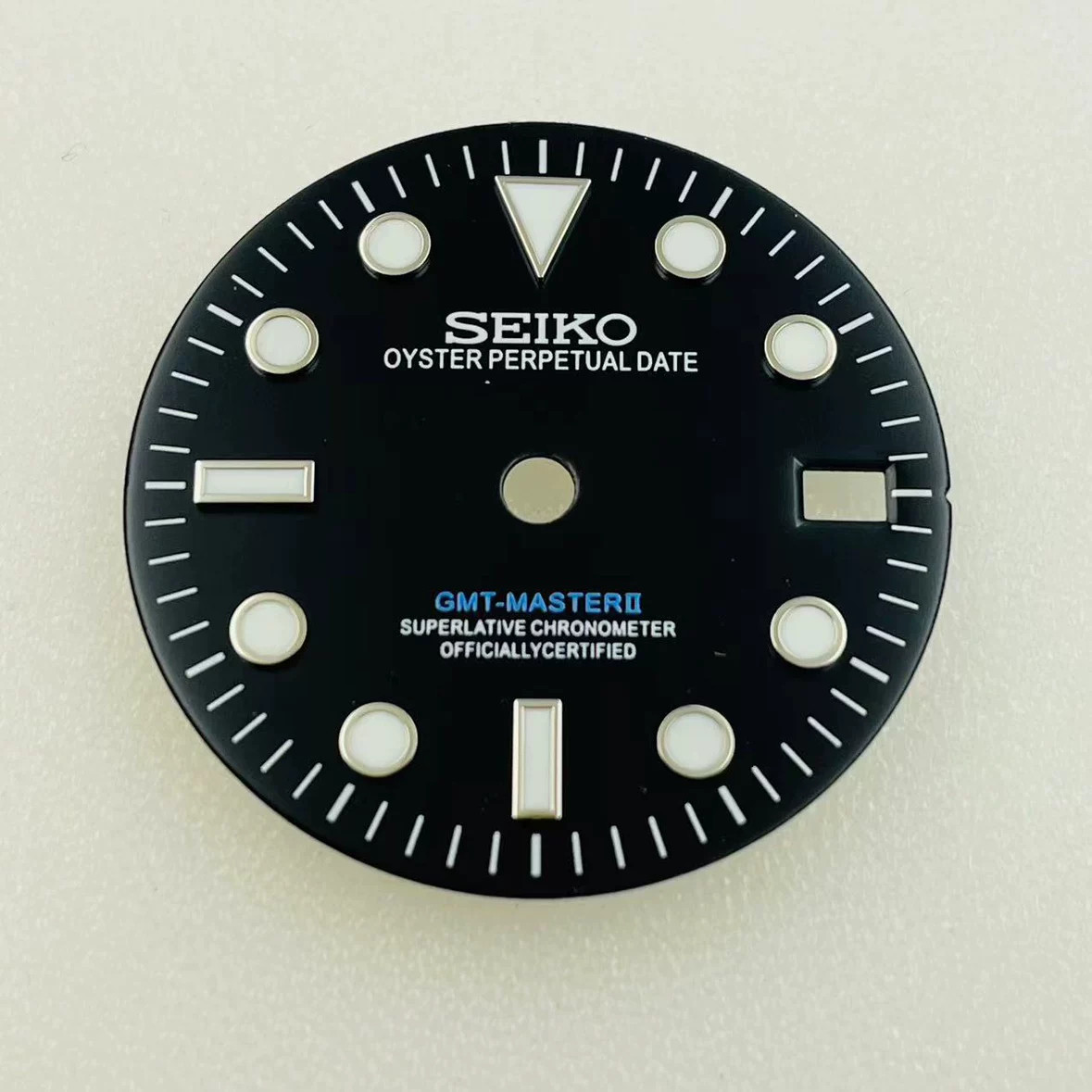28.5mm Black GMT Watch Dial Blue Green Lume For Nh34 Movement Watches Parts