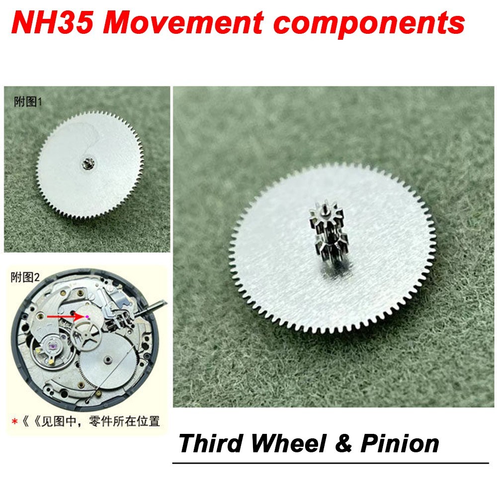 NH35/36 movement parts-Balance Cock-Center Wheel -Balance Wheel-Mainspring