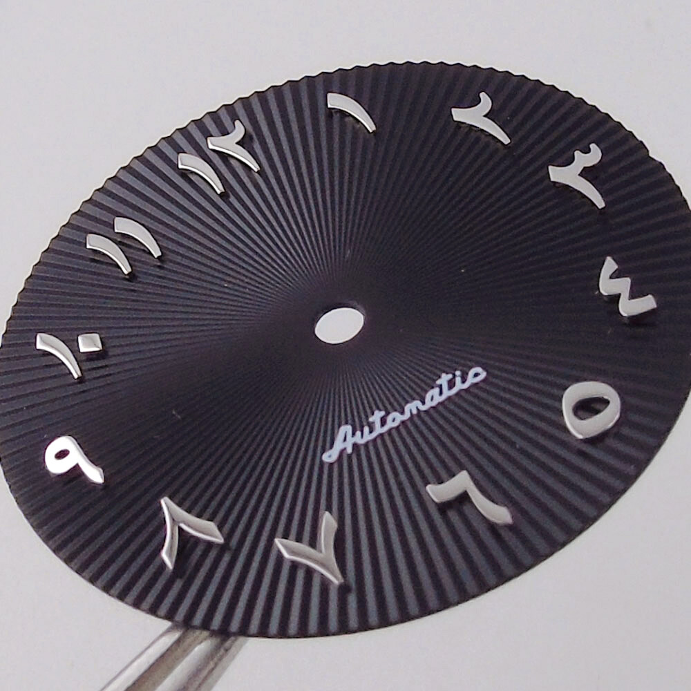 29mm Black Blue Green Watch Dial Arabic Numerals Steel Marks fit NH35 NH36 NH38