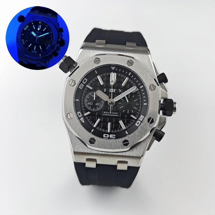 30mm Farmhouse Oak Watch Dial Green Luminous for VK64 Movement Parts Waterproof