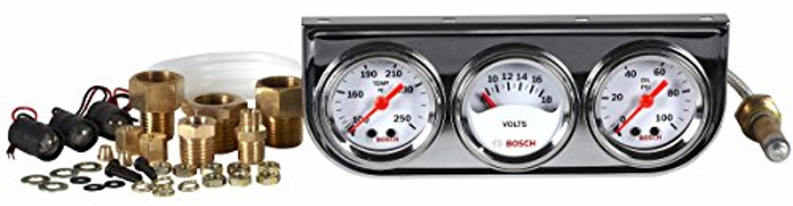 SP0F000039 Style Line 1-1/2″ Mini Triple Gauge Kit (White Dial Face, Chrome