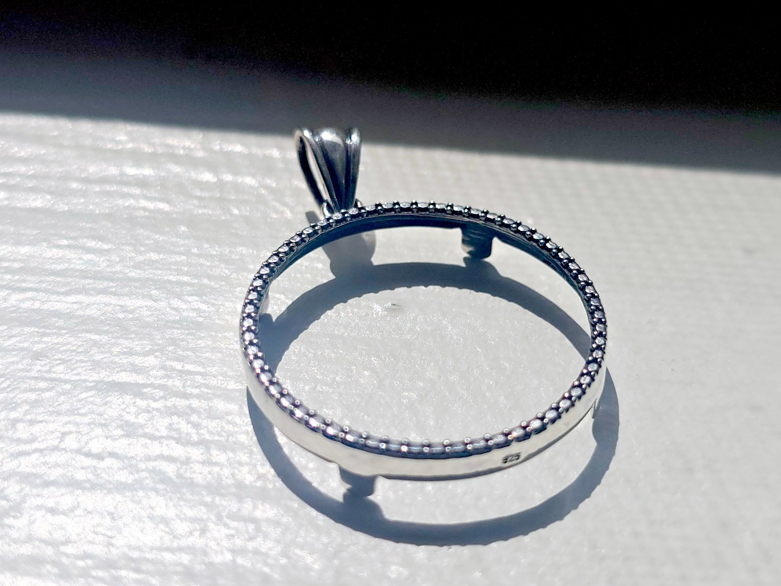 925 Sterling Silver Prong Back Illusion Edge Bezel for 26mm Susan B Anthony