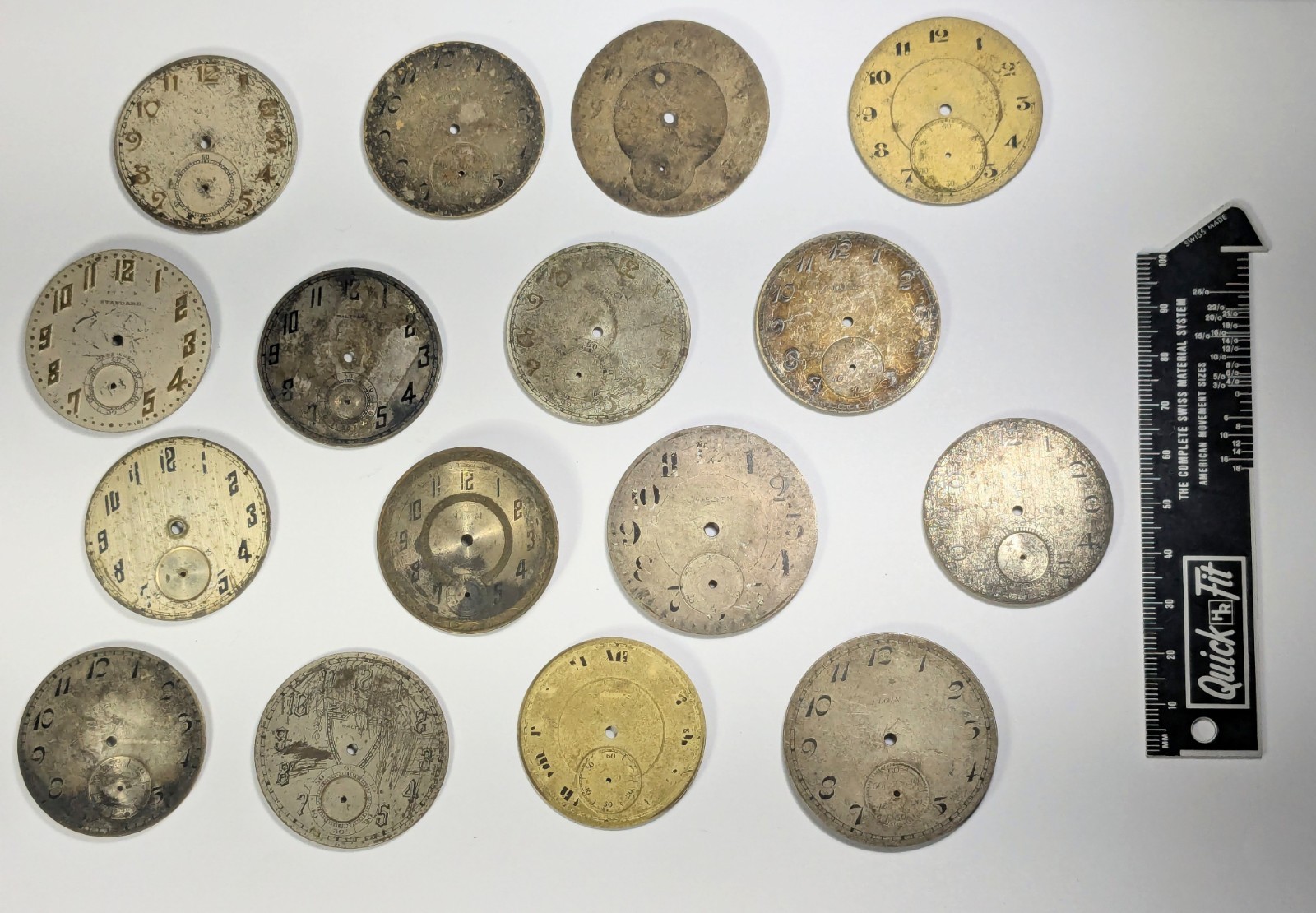 Vintage Watchmakers Estate Elgin & Waltham Pocket Watch Metal Dials Lot