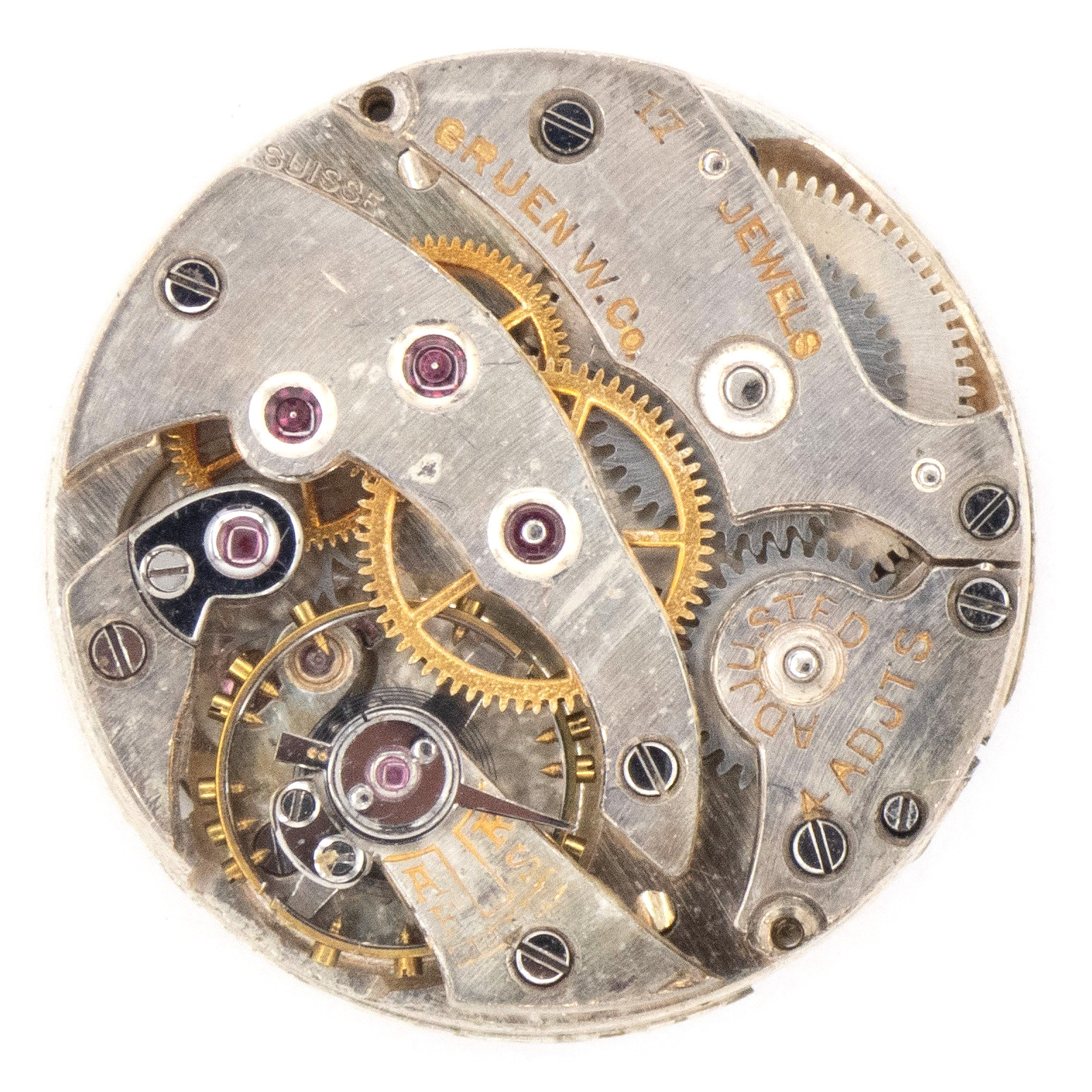 Gruen 22 x 5.2 mm 17-Jewel Antique Pocket Watch Movement