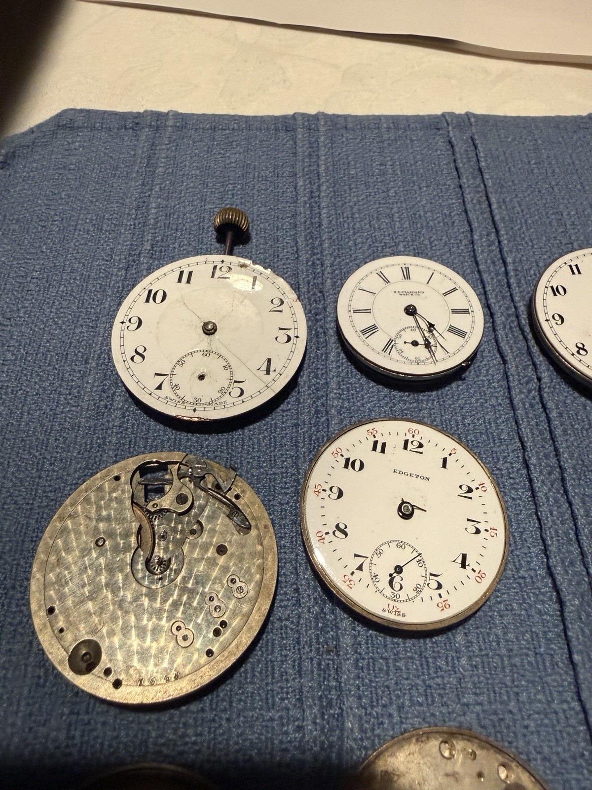 Lot of 15 Antique Pocket Watch Movements Elgin Hampden NY Standard Parts Repair