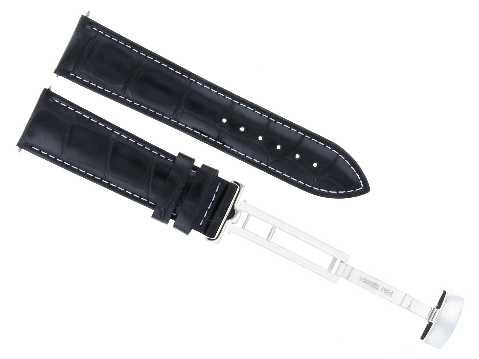 19MM LEATHER WATCH BAND STRAP FOR TISSOT PRC200 DEPLOYMENT CLASP BRACELET BLACK