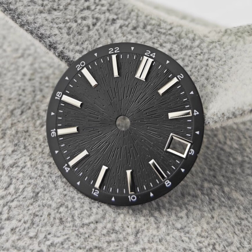 Radiogravure Dial White Blue Black Dial Silver Studs 28.5 Mm for NH34 Movement