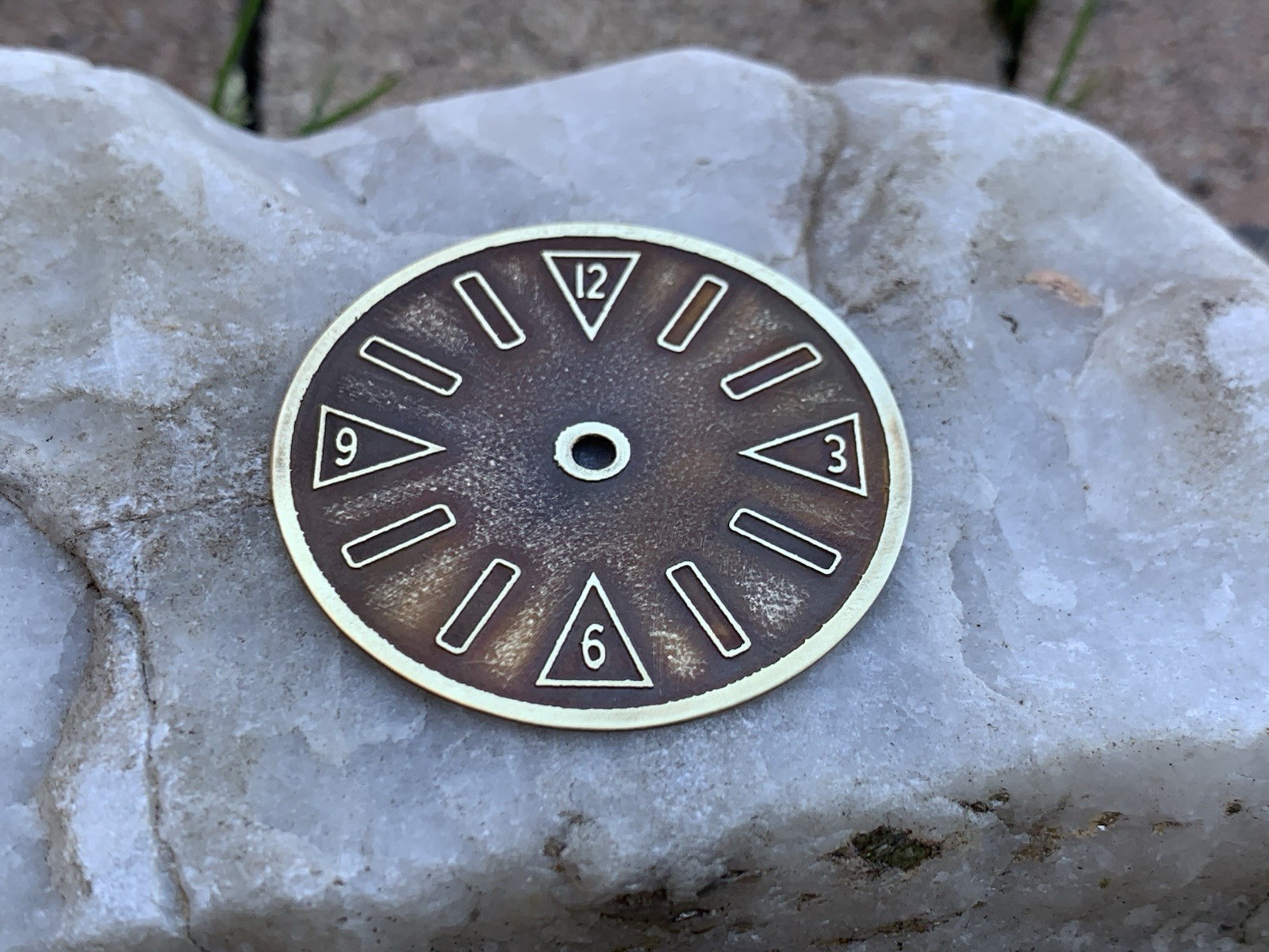 Zodiac Ø 37 mm watch dial, hand made, deeply engraved, silver brass oxidized