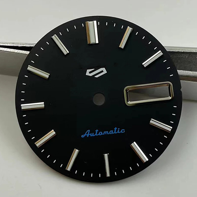 NH35 Watch Dial 28.5mm Double Calendar Luminous Sunray NH36 Movement Mod