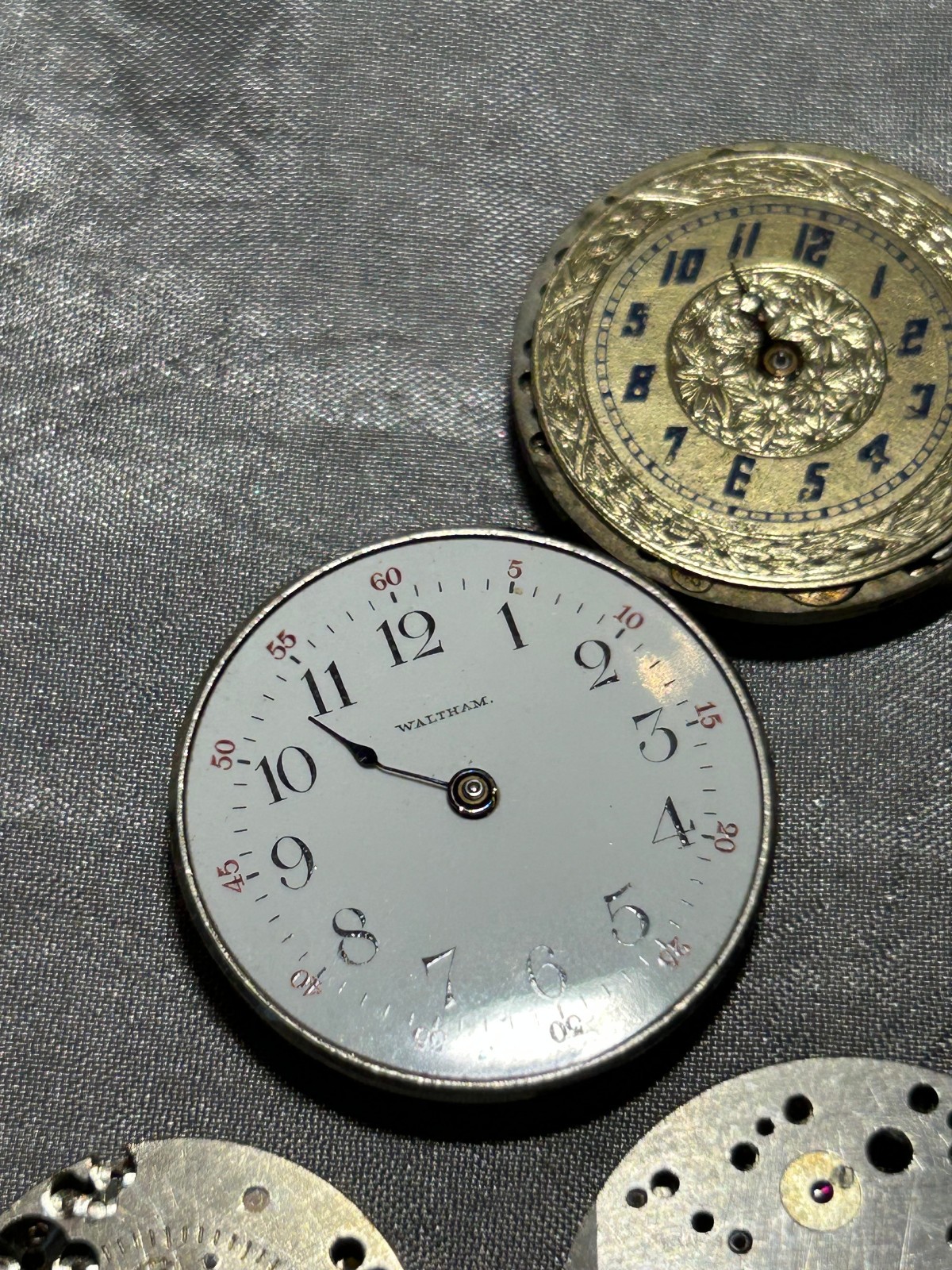 9) VINTAGE WATCH PARTS -BULOVA-HAAS-ETNA-REVERE-WALTHAM-GRUEN FACE ONLY