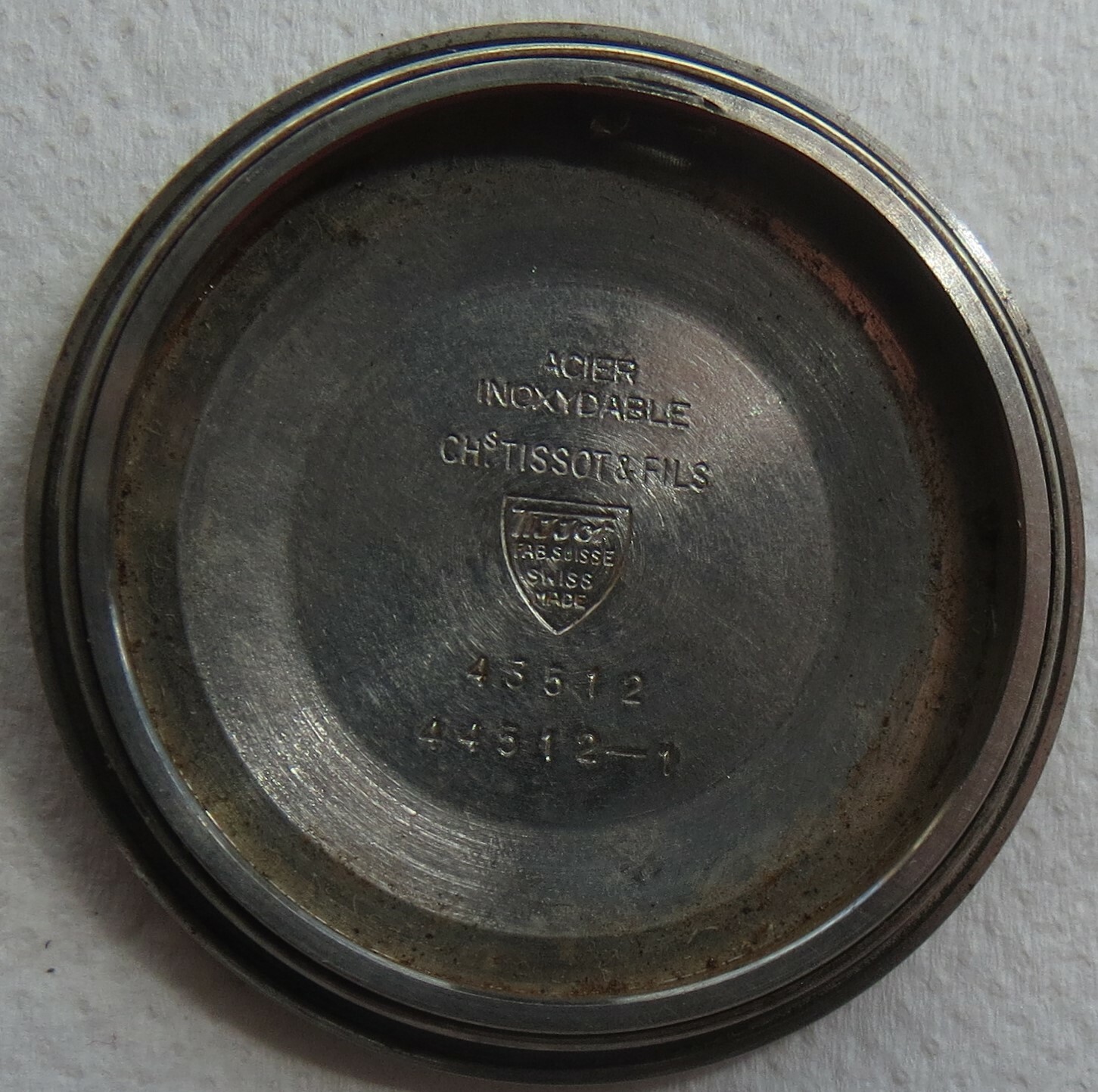 Tissot mens wristwatch steel case screw back Ref. 44512-1 35 mm. in diameter