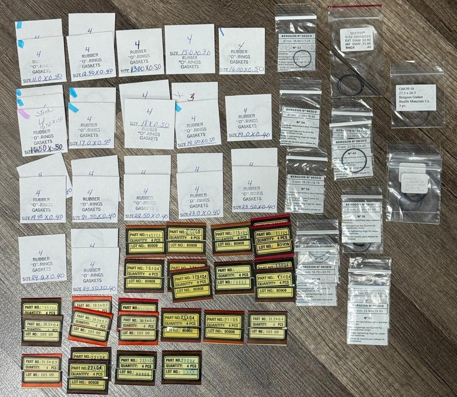 67 PACKS WRISTWATCH CASEBACK GASKETS NOS WATCH GASKETS BERGEON & OTHERS 4 PARTS
