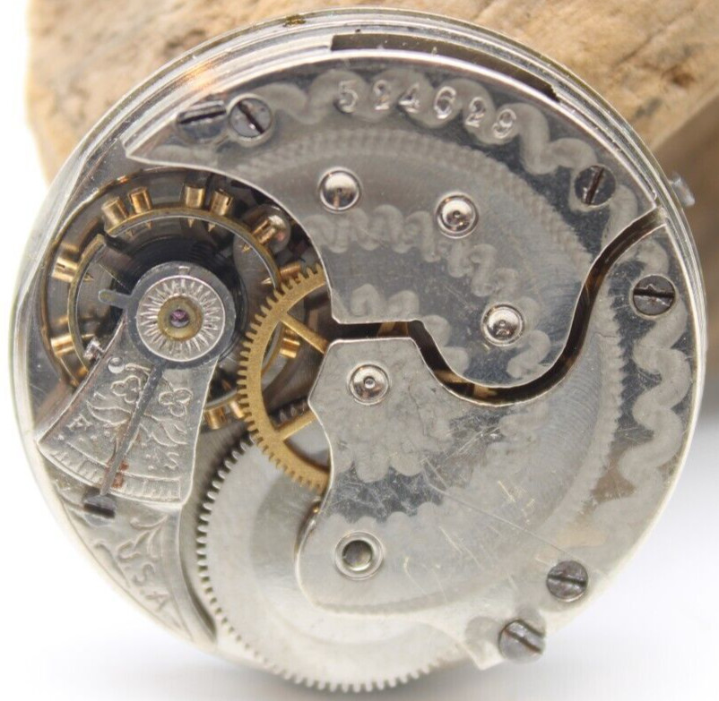 1894 TRENTON POCKET WATCH MOVEMENT 524628 GRADE 50 6s 7j (CA)