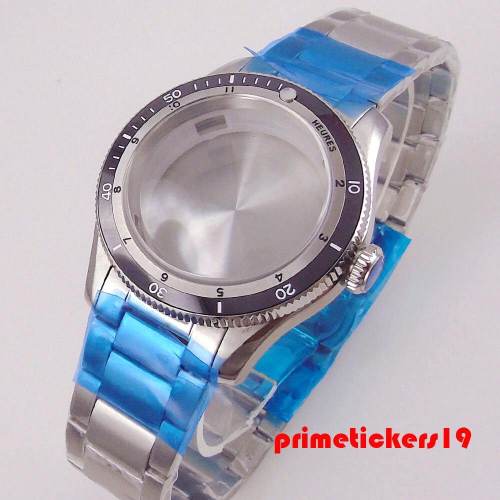 Double Domed Sapphire 40mm Dive Watch Case Bracelet Fit NH34 NH35 ETA2824 PT5000