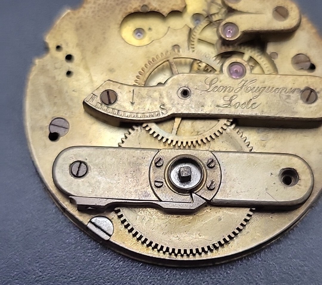 Antique Leon Huguenin Pocket Watch Movement 36.5mm For Repairs